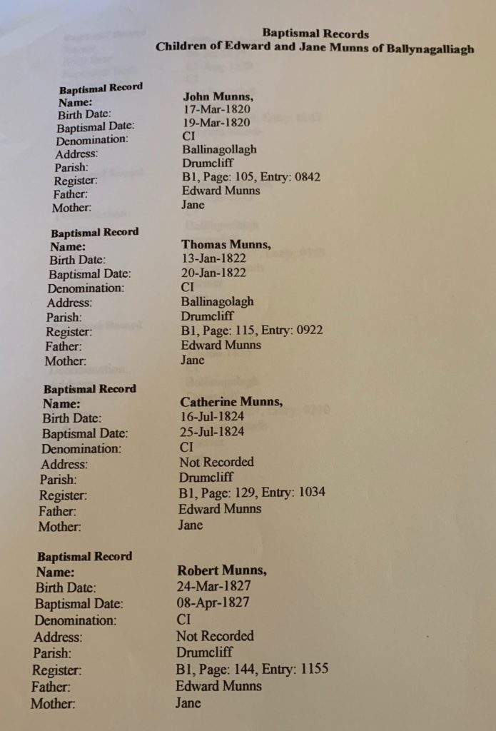 Baptismal Records of Edward-Jane Munns Children1