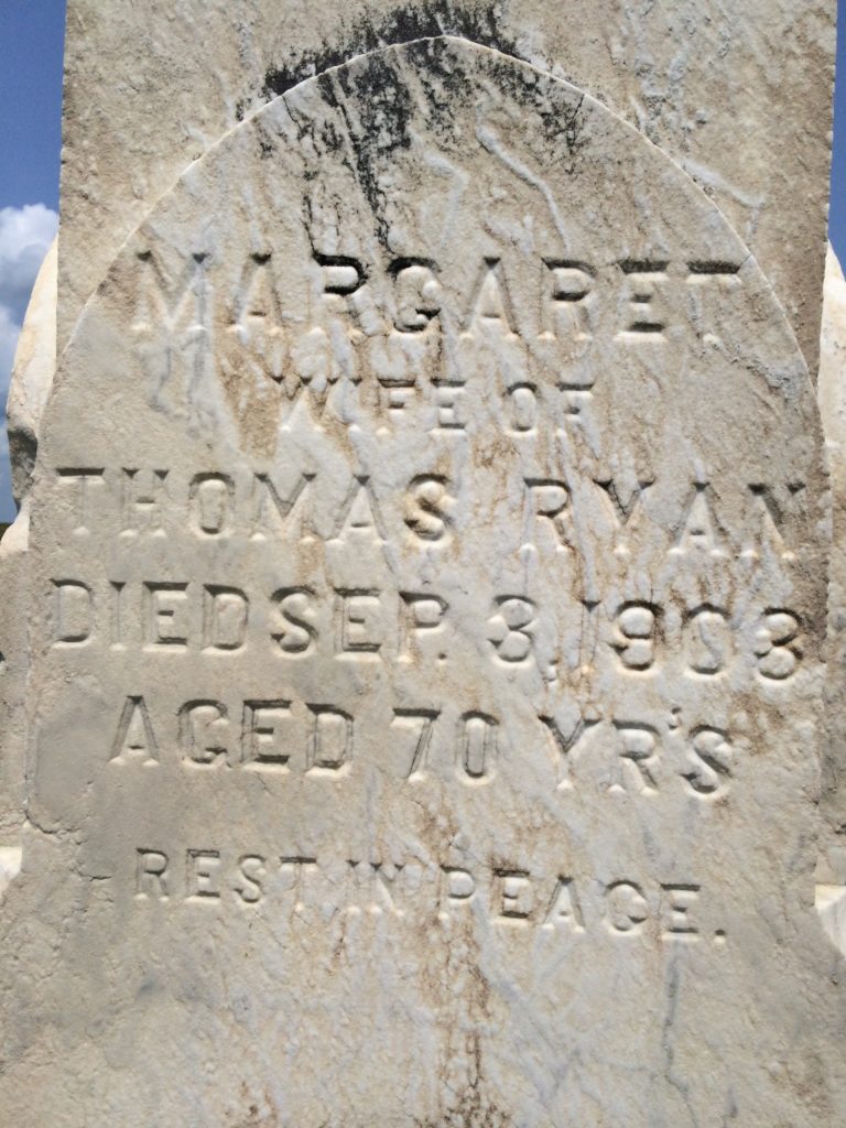 Margaret Ryan Gravestone_Calvary Cemetery_BentonCoIA