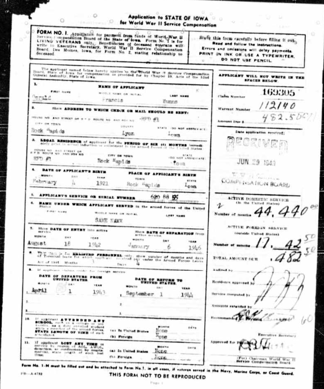 Gerald-Munns-WW2-service-compensation-record-pg1